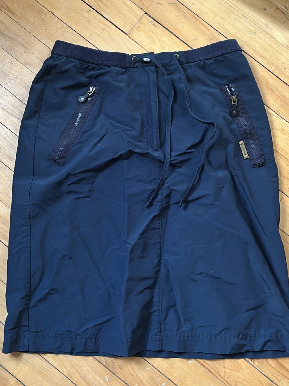 Liz Claiborne Navy Drawstring Zip-Pocket Skirt